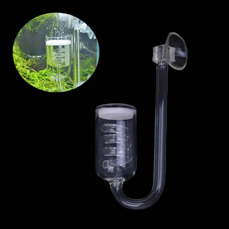 Aquarium CO2 Diffuser 60~300L Plants Tank Atomizer Solenoid Regulator Moss CO2 Atomizer Spiral Glass Tube