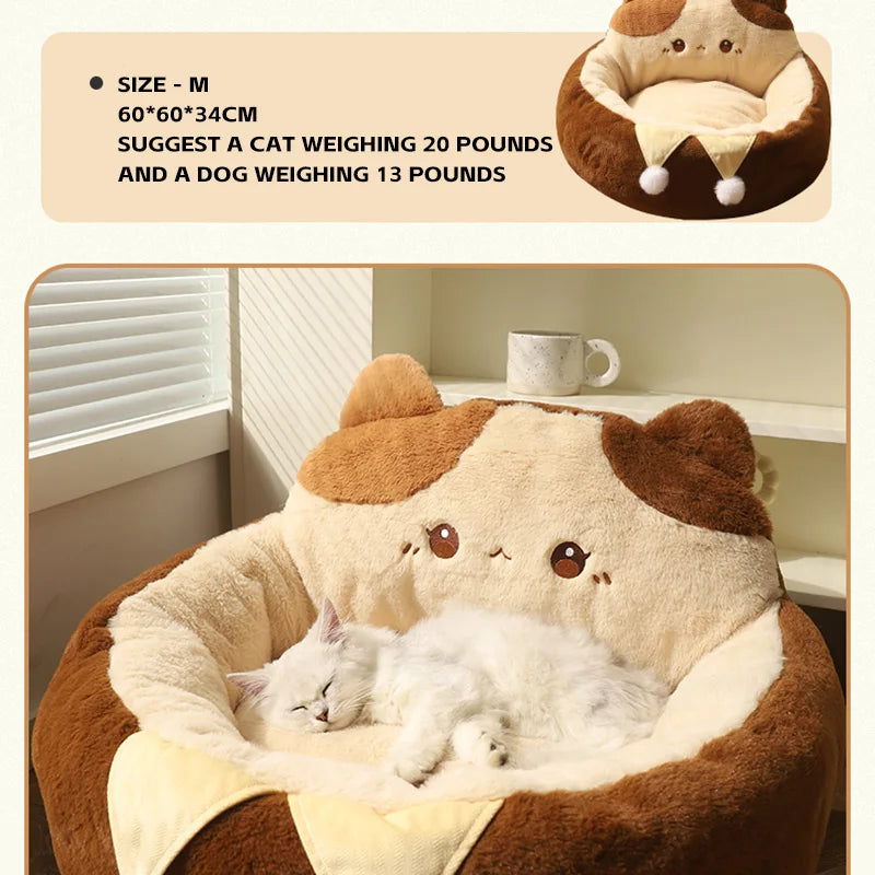 HOOPET Cats Sofa Dogs Bed Round Cat Pad Mattress Winter Warm Deep Sleep Cushion Soft Cat House Dog Nest Pet Accessories - Play Paws Toys