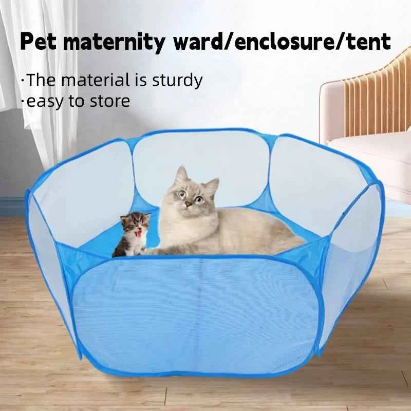 Foldable Open Pet Playpen Portable Transparent Pet Cage Yard Fence for Dog Cat Rabbit Hamster Guinea Pig Indoor Outdoor