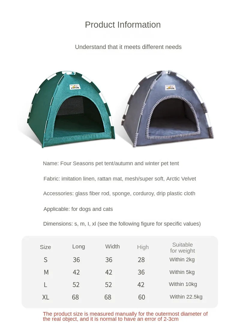 Foldable Cat House Pet Tent Four Seasons Universal Cat and Dog Pet Nest Summer Cool Mat Outdoor Portable Foldable Breathable - Play Paws Toys