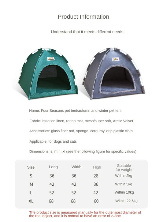 Foldable Cat House Pet Tent Four Seasons Universal Cat and Dog Pet Nest Summer Cool Mat Outdoor Portable Foldable Breathable - Play Paws Toys