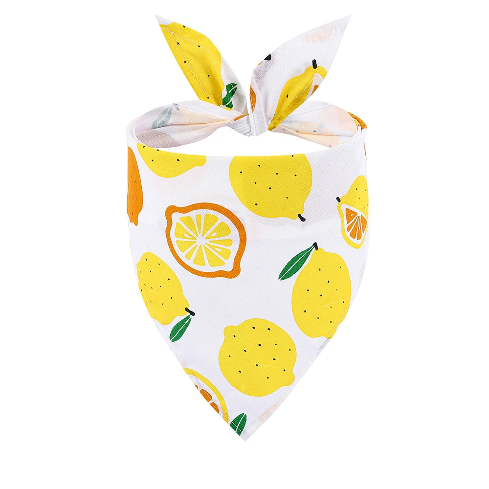 Sucado Dog Bandana Fruit Floral Spring Washable Soft Doggy Scarf Kerchief Summer Adjustable for Small Medium Large Dogs Pets