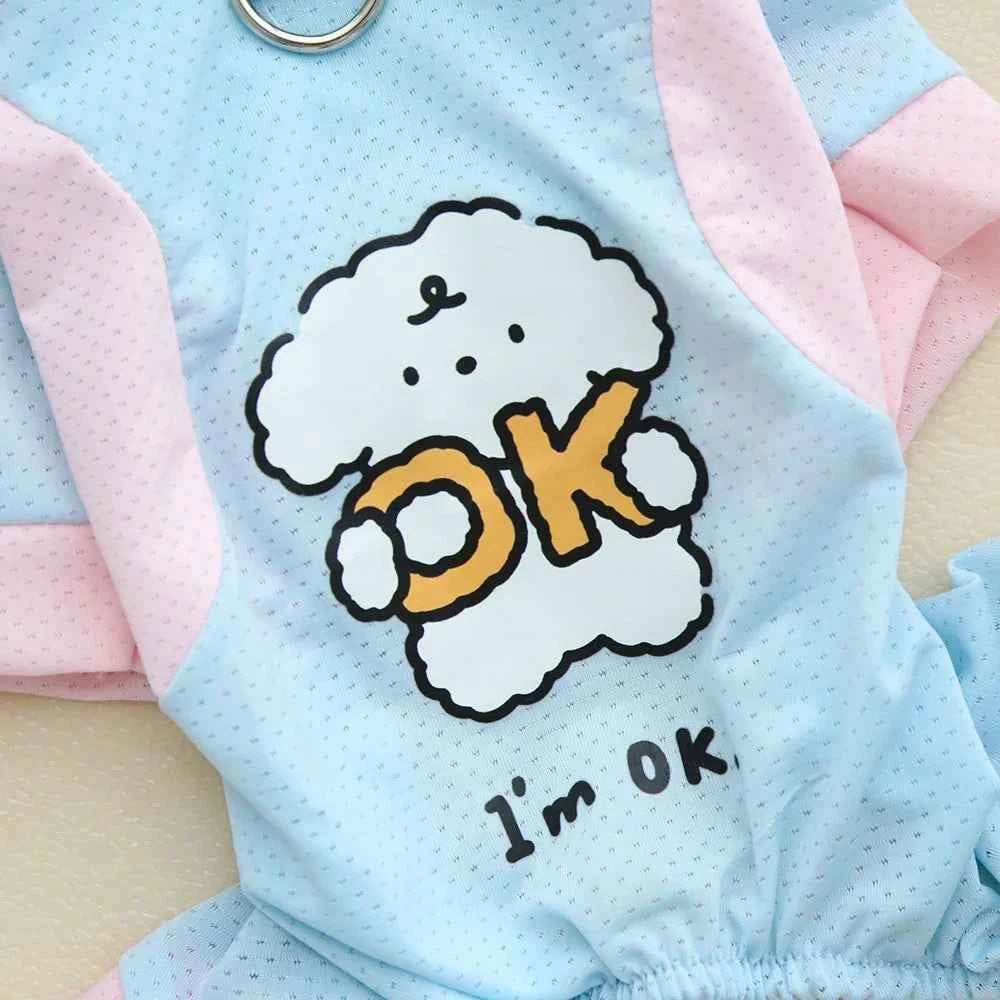 Pet Cool Breathable Cool Clothes Cat and Dog Ice Silk Cooling Four Leg Clothes Strap Traction Rope Buckle Outdoor Dog Clothes