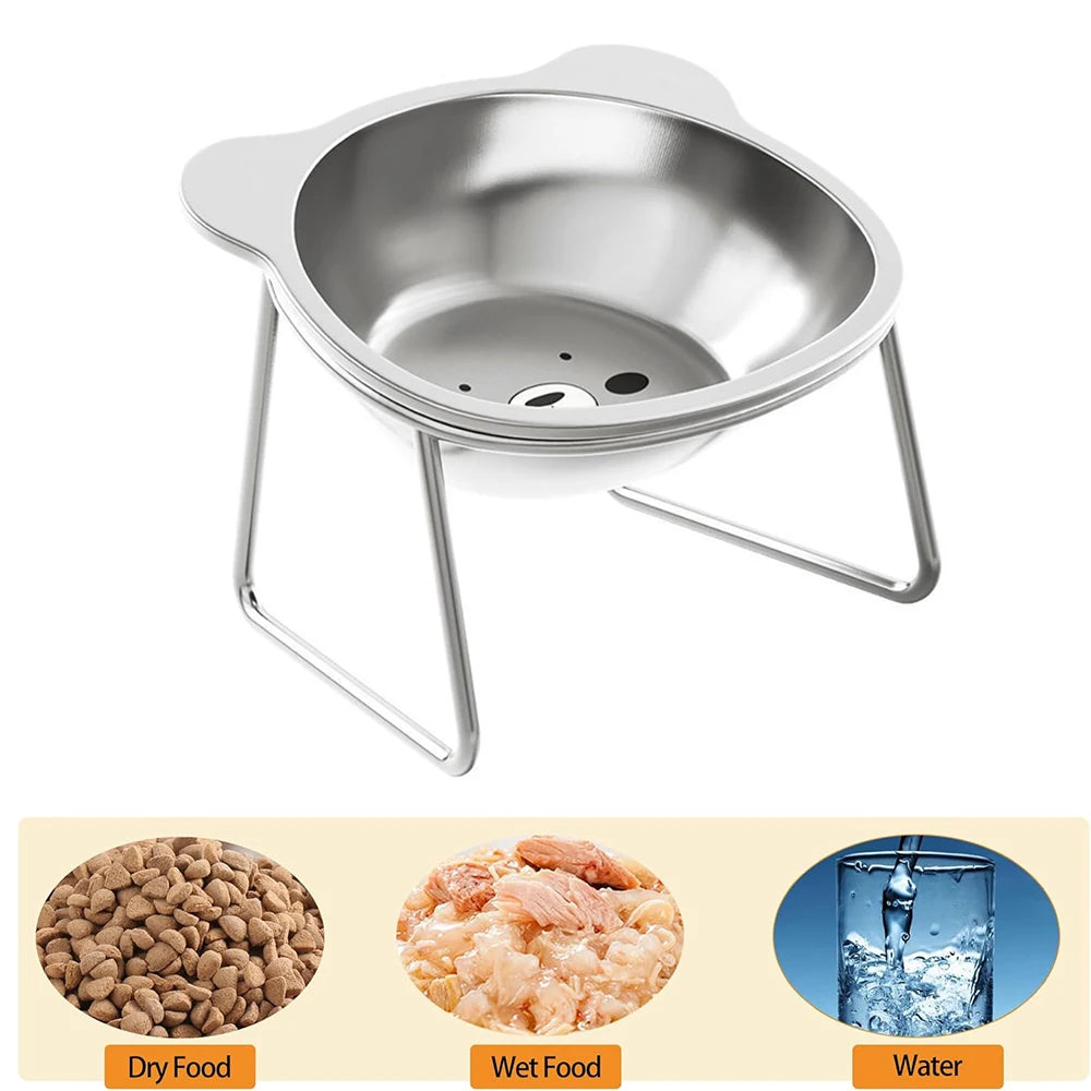 Stainless Steel Cat Bowls Raised Whisker Fatigue Relief Cat Plates Pet Water Dish Kitten Bowls Pet Bowls for Cats Food Bowls - Play Paws Toys