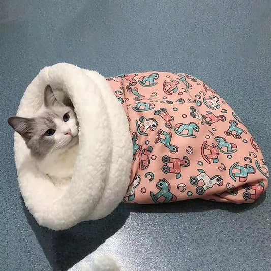 Warm Cat Sleeping Bag Fluffy Feel Thickened Winter Pet Pocket Type Quilt Bed Kitten Puppy Soft Comfortable Nest Pet Supplies - Play Paws Toys