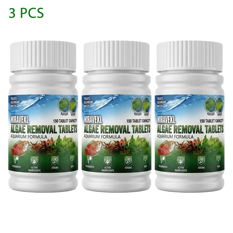 150 Tablets Fish Tank Algae Remover Aquarium Cleaner Rapid Green Water Treatment Algae Control Chips for Pond & Tank