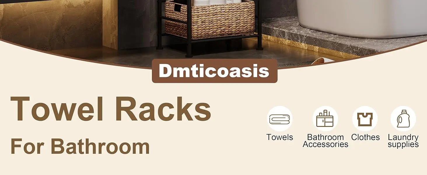 Rack For Bathroom 3-Tier M-Shaped Detachable Dividers, Durable Metal Towel Holder, Pool Items Holder, Space-Saving Storage