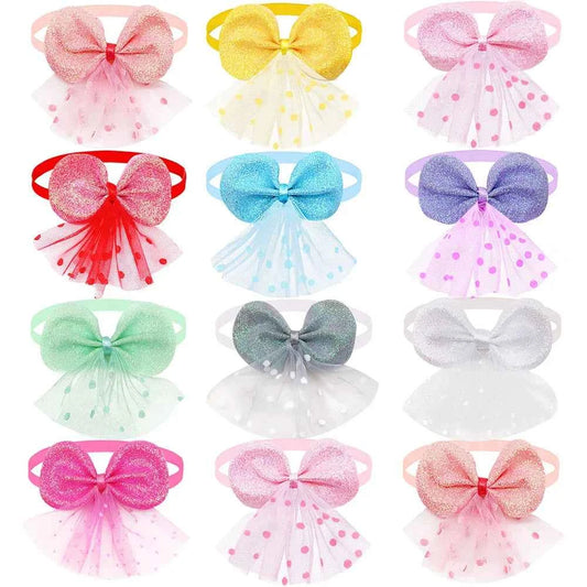 100PCS Spring Dog Bow Tie Cute Lace Dog Grooming Small Dog Cat Bowties Neckties Dogs Pets Grooming Accessories For Small Dogs
