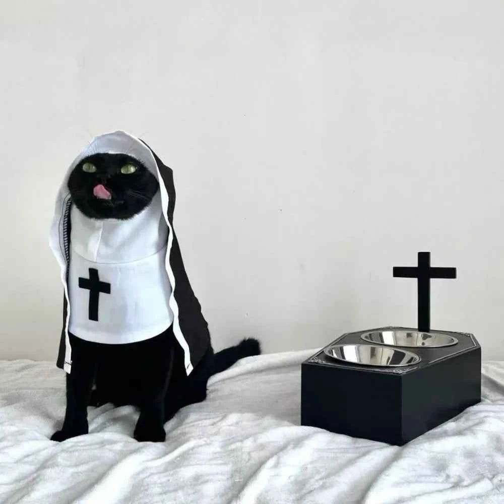Christmas Pet Dog Cat Cosplay Costume Breathable Pet Accessories Puppy Kitten Nun Clothes Dress Up Halloween Jumpsuit Coat