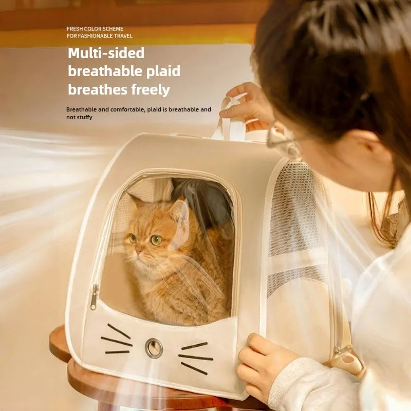 Cat Bag Outing Travel Pet Backpack Cabin Cat Schoolbag Shoulder Cage Multifunctional Bag Car Folding Soothing Anti-scratch - Play Paws Toys