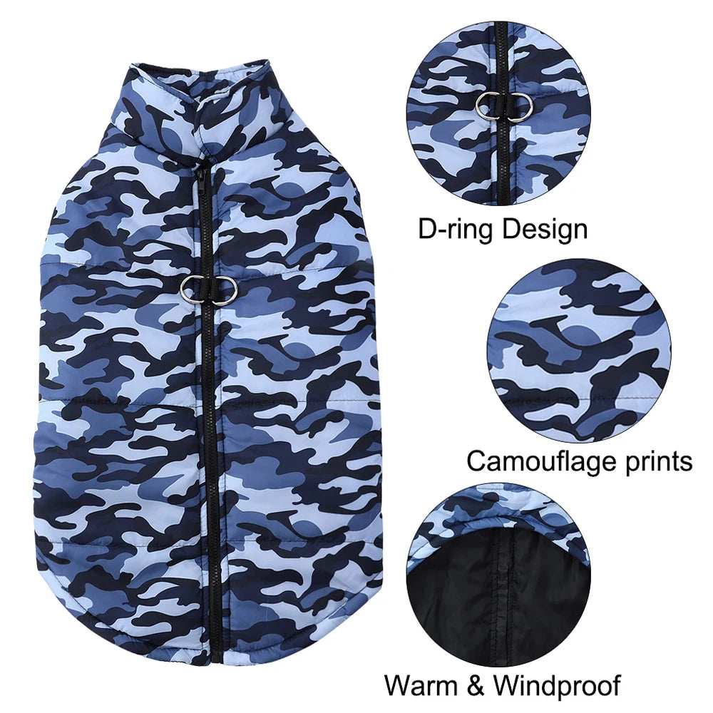 4XL-6XL Large Dog Jacket Clothes Winter Waterproof Coat For Big Dogs Vest Costume Camouflage Print Golden Retriever Pet Overalls