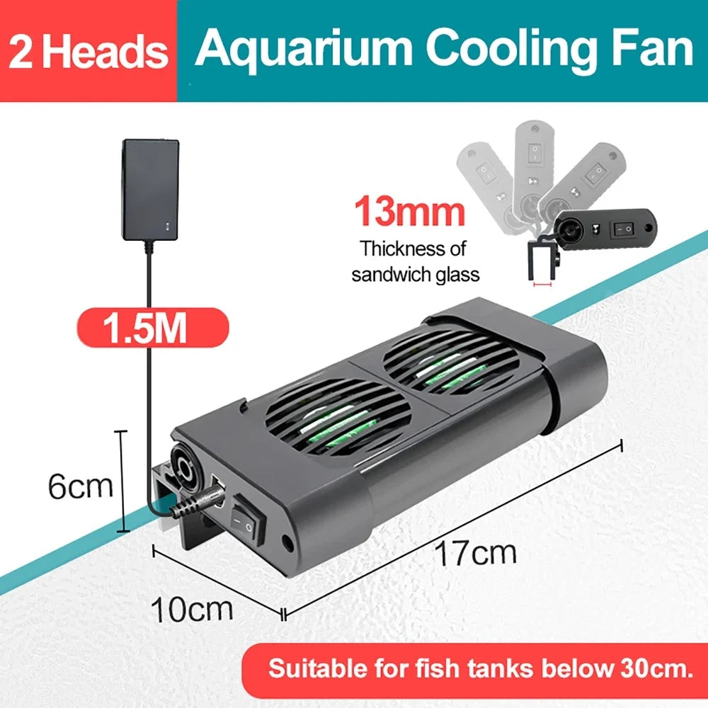 Aquarium Fish Tank Cooling Fan 220V 135°Rotation Automatic Temperature Control Heat Dissipation Cooling Fan 2/3/4/5/6 Head