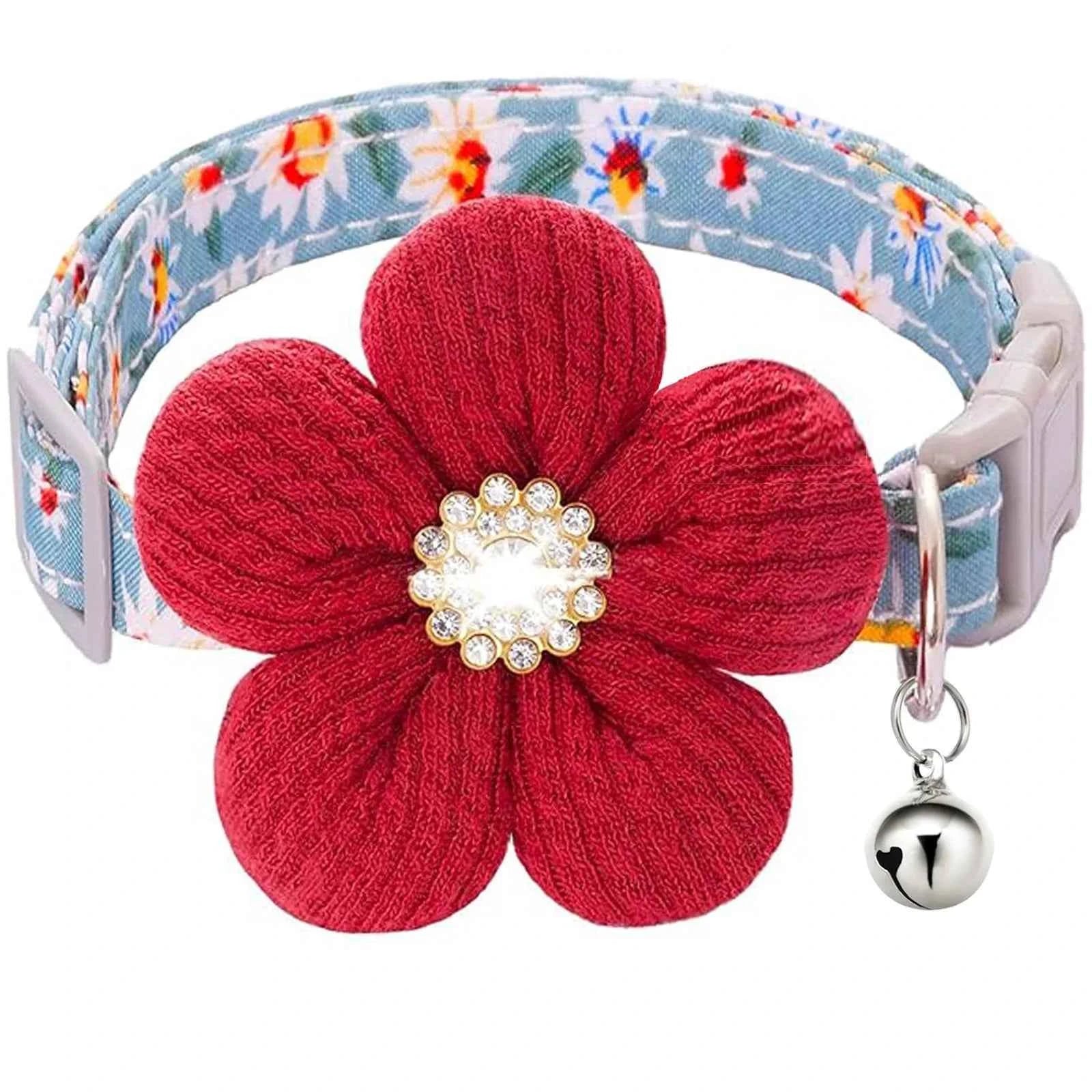 Pet Accessories Shiny Rhinestones Pet Collars Exquisite Necklaces Dog Collars Small and Medium Dogs Floral Cat Collars