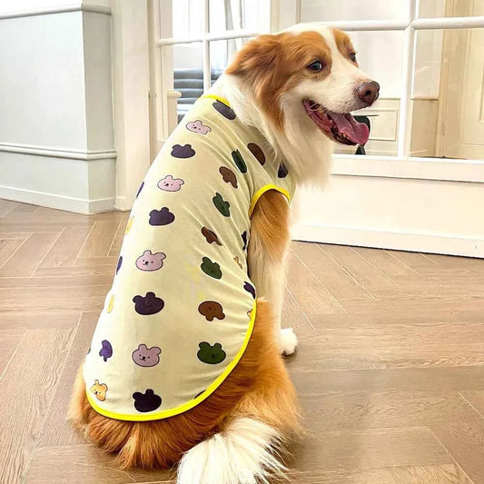 L-7XL  Dog Vest Cute Print Breathable Thin T-Shirt For Medium Large Dog Fashion Vest Large Dog Golden Retriever Clothes