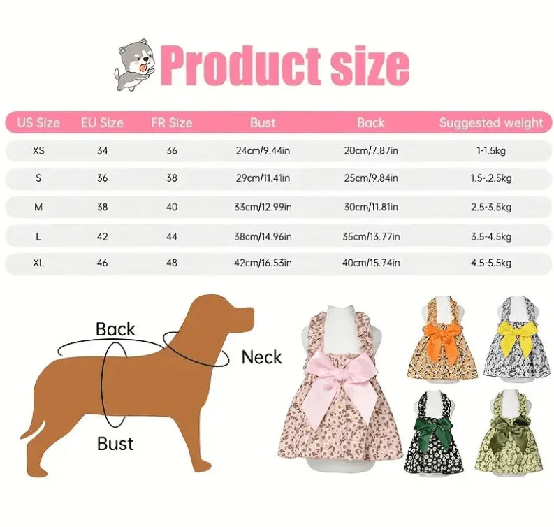 1 Pc Pet Dress Dog&Cat Summer Dress  Yomantic Floral Pattern Suitable For Birthday Wedding Party Outfits