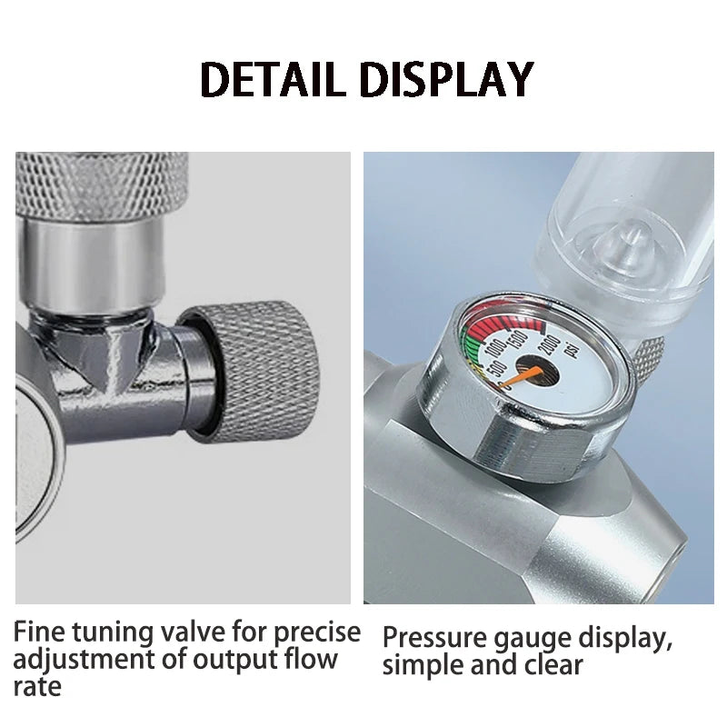 Aquarium DIYCO2 regulator W21.8/CGA320/G3-4/G5-8/TR21/3-8unf gas cylinder nut docking type fish tank CO2 pressure reducing valve