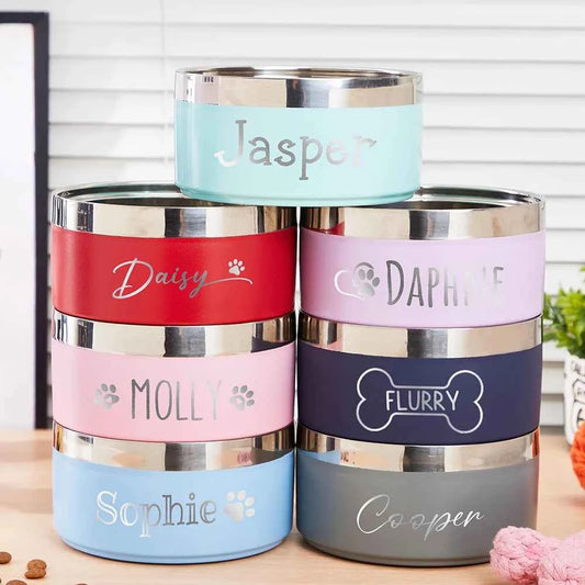 Custom Stainless Steel Dog Cat Bowl Double Vacuum Feeding Pet Bowl Large Capacity Dog Food Water Bowl Dog Accessories Puppy