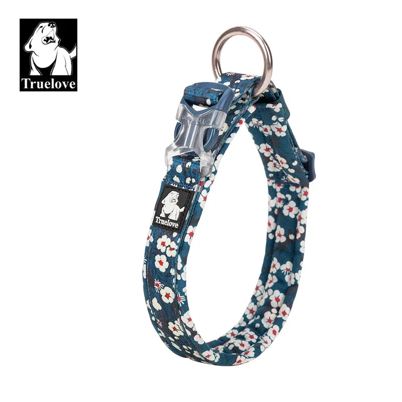 Truelove Pet Dog Collar with Three Adjustable Buckle Soft Comfortable Cotton Floral Pattern Resistant to Pull TLC5273