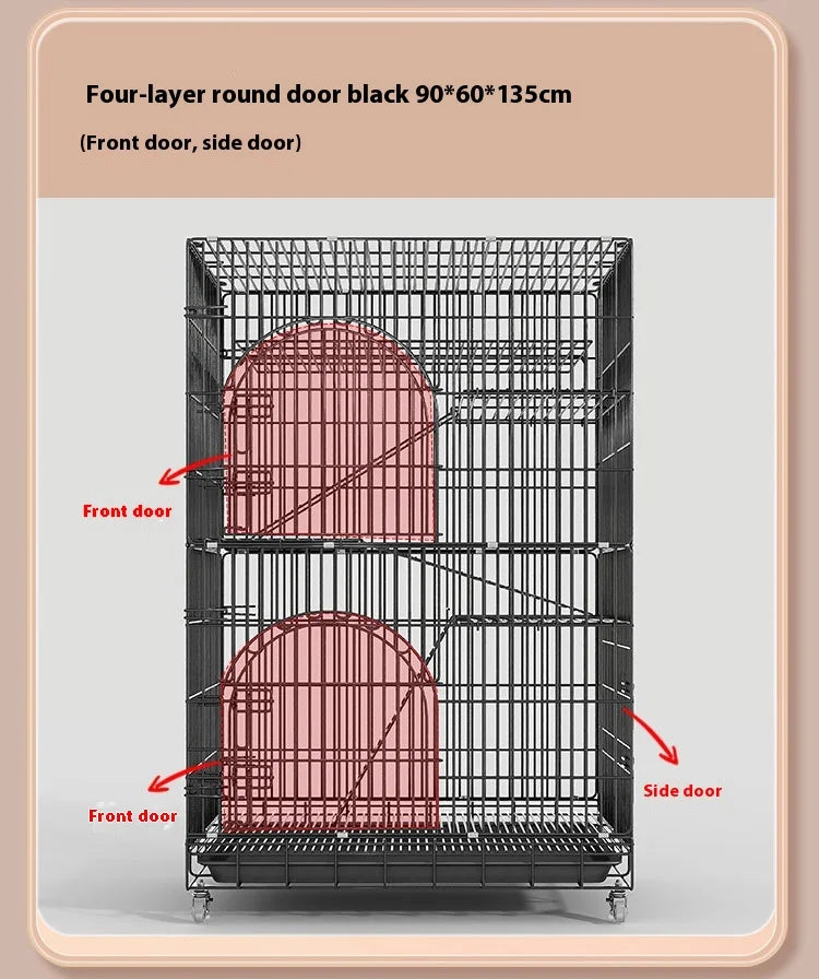 Indoor Cat Villa Cage with Foldable Design Large Multi-Story Cat House Encrypted Pet Cage Furniture for Home - Play Paws Toys
