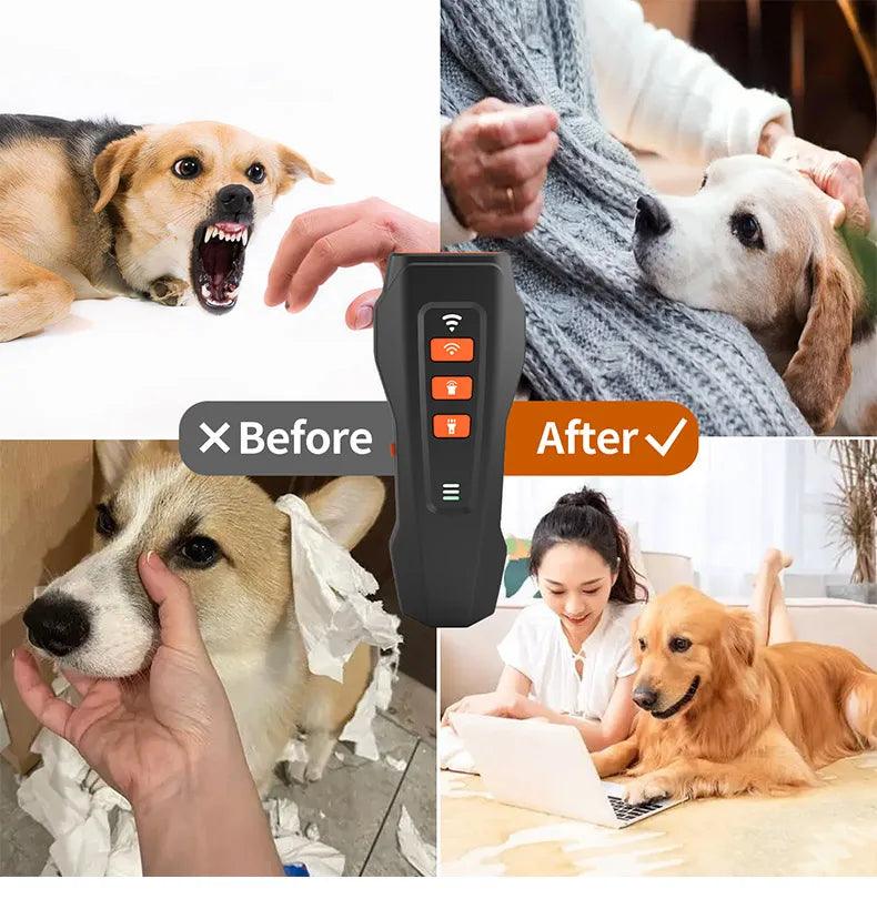 New handheld portable non-barking device led light flash ultrasonic trainer flashlight lighting dog training device