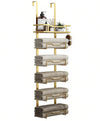 Hanging Towel Racks For Bathroom No Drill - 6-Tier Over The Door Bath Towel Storage Organizer For Small Bathrooms - Tiered Back