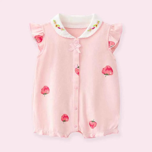 Newborn baby summer clothes, thin pure cotton clothes, baby girl princess cute jumpsuit, sleeveless 0-1 years old