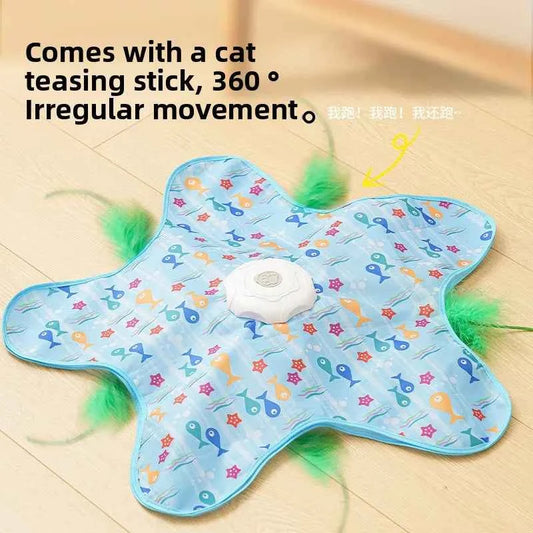 Cat Toys Interactive Hide and Seek Cat Toy with Mouse Squeaky Motion Activated Moving Concealed Feathers Kitten Teaser Toy