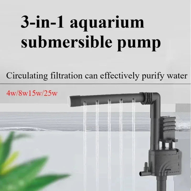 3-in-1 Fish Tank Submersible Pump Top Filter Universal Matching Pump Built-in Pump Oxygenated Circulation Fish Tank Filter