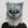 Latex with Fur Black Cat Cosplay Mask Scary Helmet Animal Funny Costume Hood Hair Mask Headwear Adult Halloween Party Props