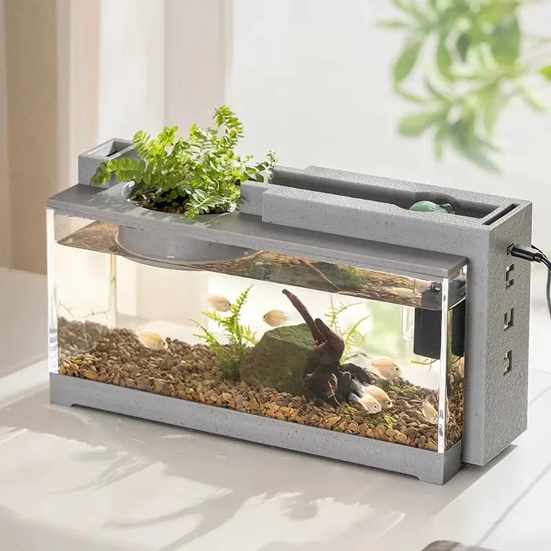 Micro Landscape Fish Tank Home Silent Water Flow Aquarium Desktop Ornament Creative Imitation Stone Landscaping Fish Tank Filter