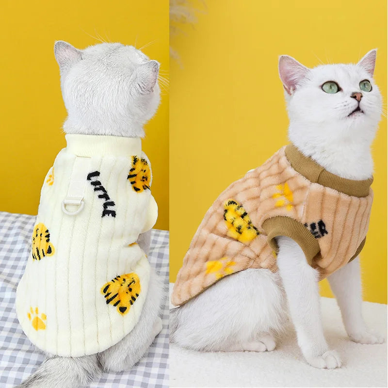 Korean Style Sphynx Cat Sweater with Buckle Winter Warm Pet Clothes for Cats Gotas Garfield Persian Pullovers mascotas Clothing - Play Paws Toys