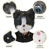 Latex with Fur Black Cat Cosplay Mask Scary Helmet Animal Funny Costume Hood Hair Mask Headwear Adult Halloween Party Props