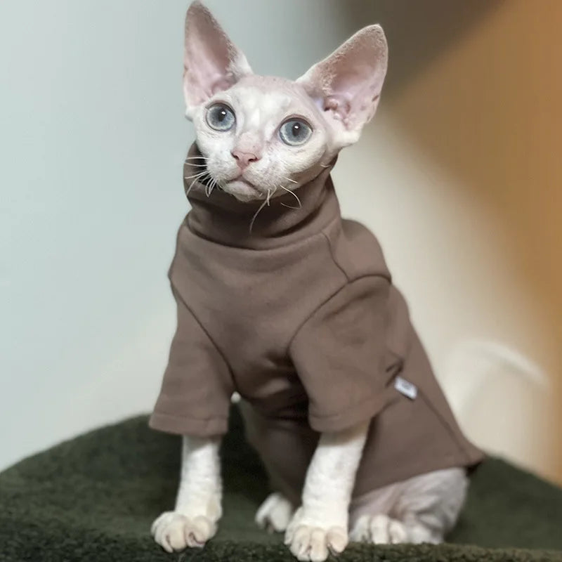 Sphynx Cat Clothes Baby Soft Cotton Fall Winter Kitten Small Dog Clothes for Cornish Devon Cat Costume Hairless Pet Clothes - Play Paws Toys