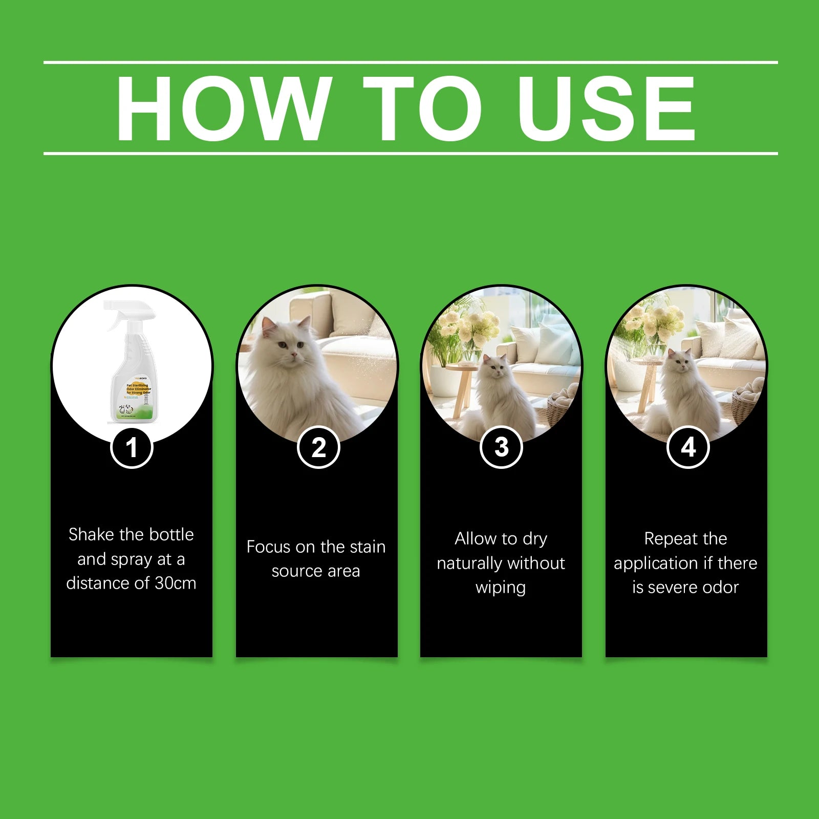 Pet Odor Eliminator Spray for Cat Dog Urine Accidents on Carpet Furniture Natural Deodorizing Mist with No Synthetic Fragrance