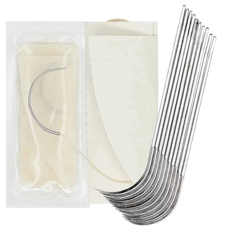 Suture Needle Bending Needle Veterinary 10Pcs Absorbable Suture Thread 1M Animal Husbandry Veterinary Tools Sheep Cow Livestock