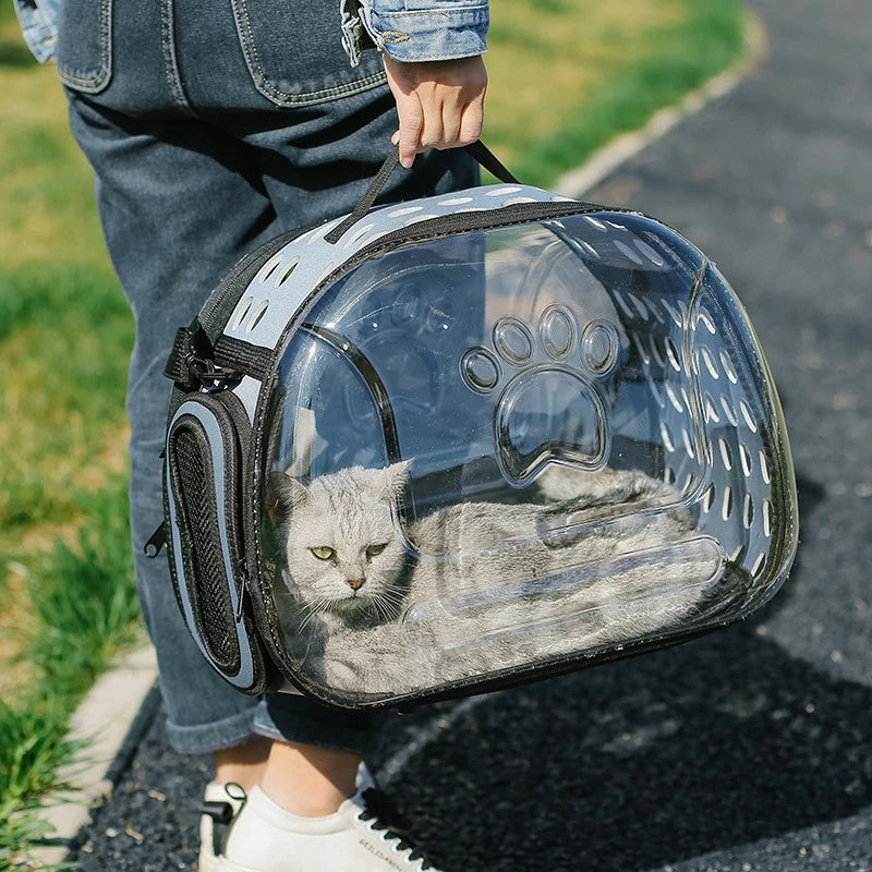 Transparent Foldable Outdoor Pet Travel Carrier Bag Handbag Puppy & Kitten Capsule Transparent Portable Shoulder Strap Bag - Play Paws Toys