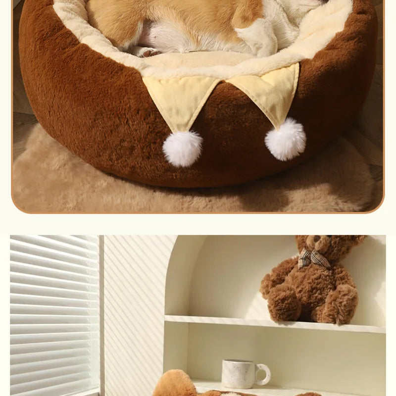 HOOPET Cats Sofa Dogs Bed Round Cat Pad Mattress Winter Warm Deep Sleep Cushion Soft Cat House Dog Nest Pet Accessories - Play Paws Toys