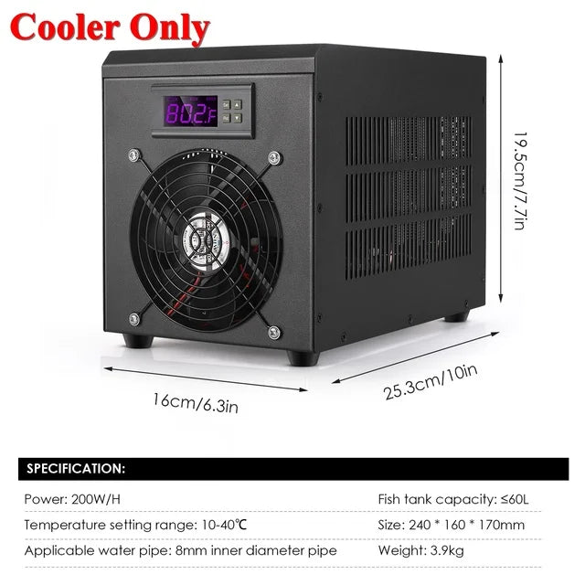 180W Aquarium Water Chiller 60L Fish Tank Cooler Heater System 10-40℃ Constant Temperature Device Sustainable Refrigeration