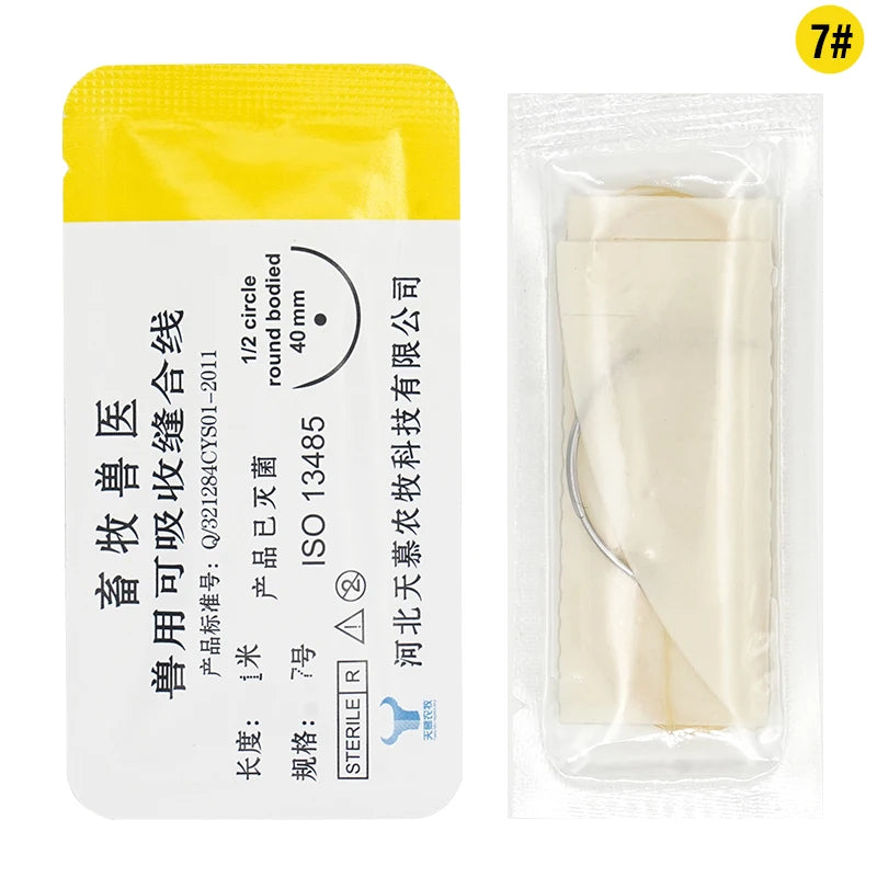Suture Needle Bending Needle Veterinary 10Pcs Absorbable Suture Thread 1M Animal Husbandry Veterinary Tools Sheep Cow Livestock