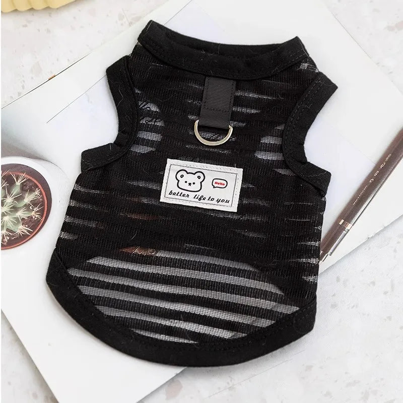 Summer Cooling Vest Thin Pet Dog Clothes Breathable Mesh Dog T Shirt Chihuahua Bichon Dog Clothing Cat Vests Puppy Undershirts