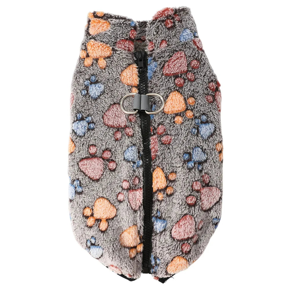 Autumn Winter Puppy Jacket Soft Fleece Clothes For Small Dogs Overalls Cute Paw Print Chihuahua Coat Yorkshire Vest Pet Costume