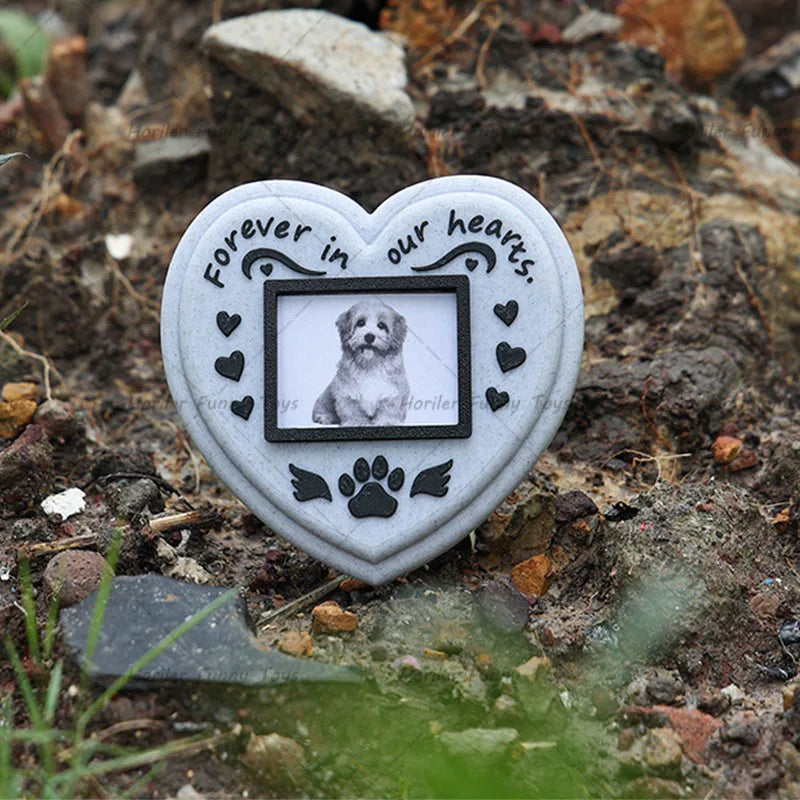 Paw Printing Pet Memorial Plaque 3D Printed Pet Tombstone Simulation Memorial Stone Dog Cat Photo Frame Pet Remembrance Gift