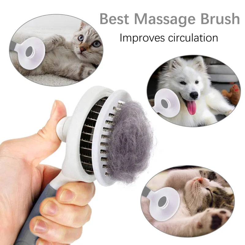 Pets Grooming Brush Self-Cleaning Dog &   Cat Hair Remover Deshedding Massage Comb