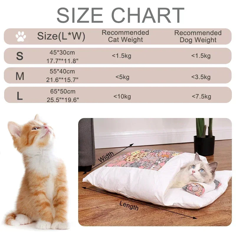 Kawaii Removable Cats Bed House Home Supplies Products for Adult Cats Large Pet Dog Bed Cat's House Cave Comfortable  Food Cute - Play Paws Toys
