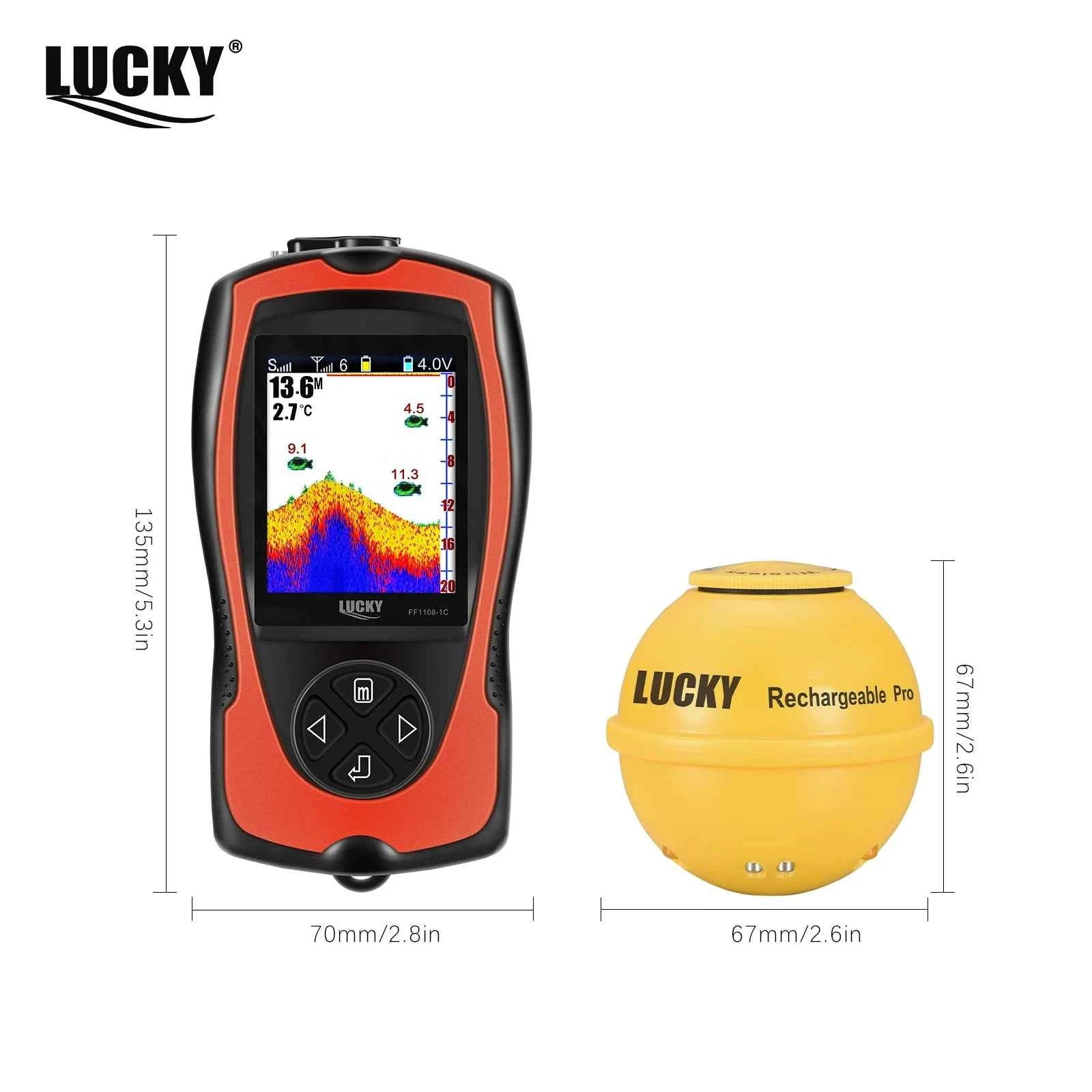 LUCKY FF1108-1CWLA Rechargeable Wireless Sonar for Fishing 45M Water Depth Echo Sounder Fishing Finder Portable Fish Finder