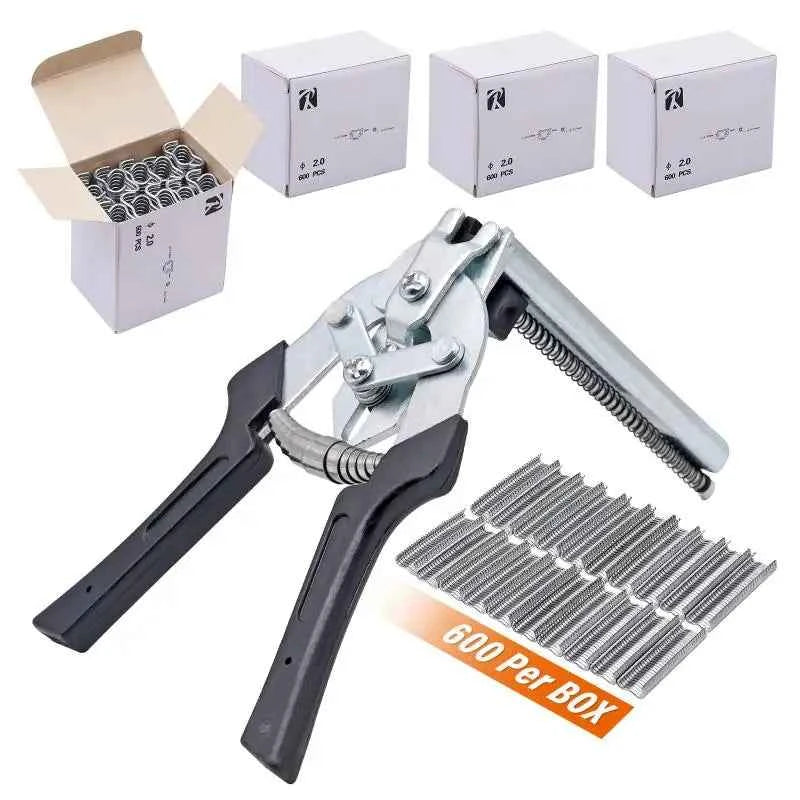 Farm Hog Ring Plier Tool M Clips Staples Chicken Hamster Bird Rabbit Mesh Cage Wire Fencing Caged Clamp Poultry Animal Supplies