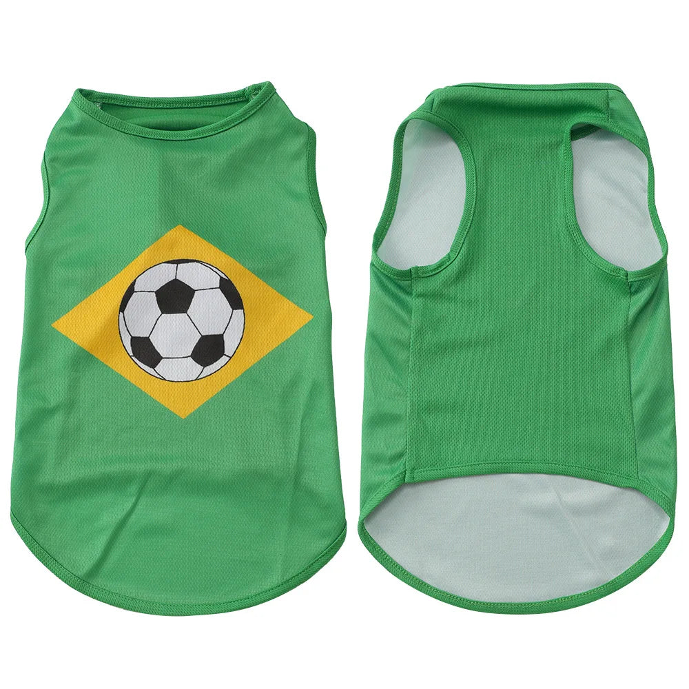Pet Dog Clothes Football Jersey Dog Shirt Outfit Wear National Flag of Spain France Germany Netherlands Italy Argentina Brazil