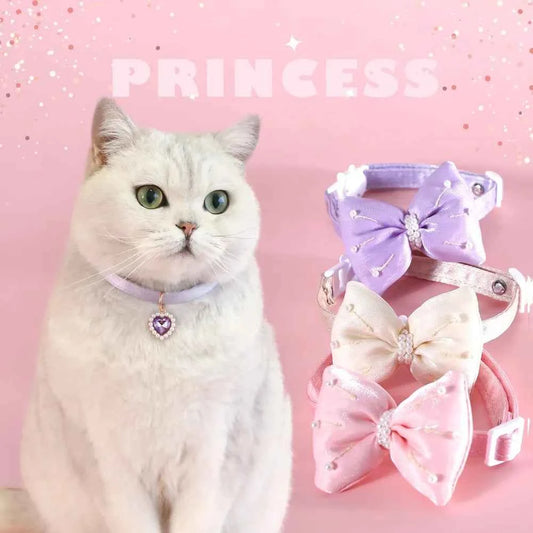 High Quality Heart Pendant Pet Collar Bowknot Durable Pet Supplies Adjustable Solid Color Cats Bow Tie Pets Accessories