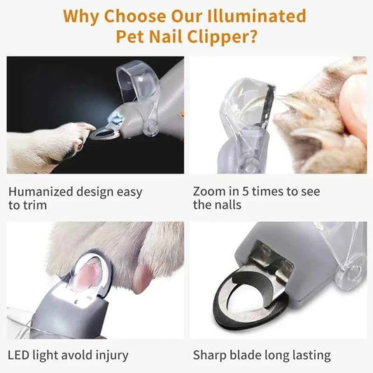 Portable LED Pet Claw Trimmer For Cats Dogs Household Pet Nail Grooming Cutting Tool