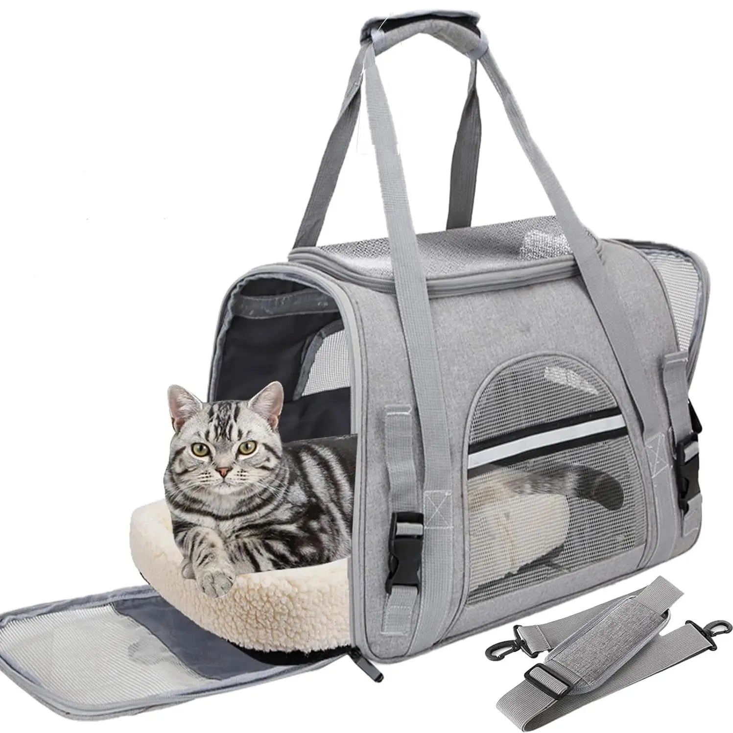 Pet Carrier Bag Airline Approved Up for Cats and Dogs Up to 20LBs, Soft Cat Carrier Dog Carrier Travel Kitten Carrier with Mat - Play Paws Toys